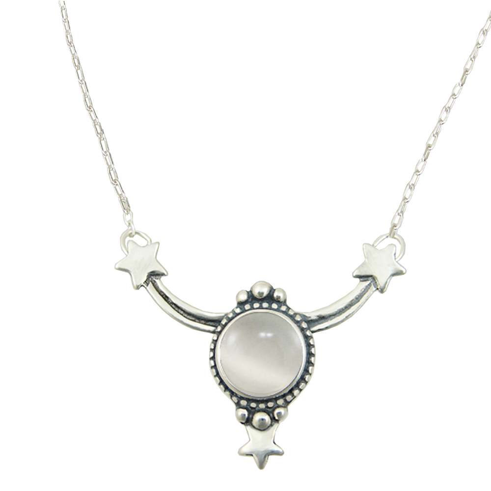 Sterling Silver White Moonstone Accents This Celestial Necklace